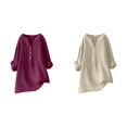 thumbnail image 1 of (2-Pack) Rinsvye Womens Solid Color Long Sleeve Mandarin Collar Blouse Women Clothing Timeless Design, 1 of 4