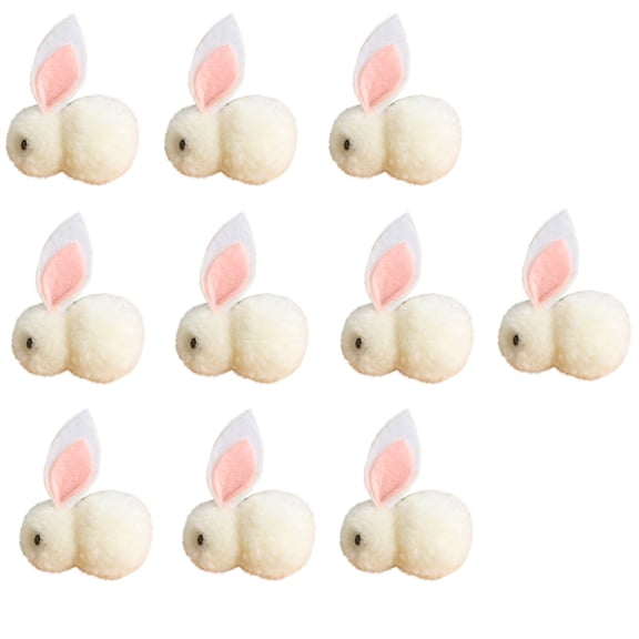 Set of 9 Plush Bunny Rabbit Pom Pom Decorations with Felt Ears for Crafting DIY Projects Party Favors Home Decor Ornaments