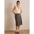 thumbnail image 2 of Brown Leopard Print Mesh Midi Skirt, Wrap Style, Casual Retro, 2 of 5