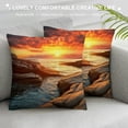 thumbnail image 3 of Pratyus Sunset Rocky Beach Body of Water Pillow Covers for Couch Sofa Indoor Outdoor Zipper Closure Summer Style Throw Pillow Cover 1PC 20x20in, 3 of 5