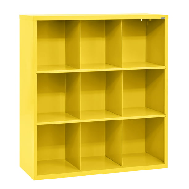 Yellow 9 Cube Organizer, 46 Wide Bookcase