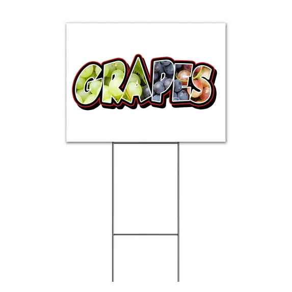 Grapes (18" x 24") Yard Sign, Includes Metal Step Stake