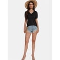 thumbnail image 2 of Women's Swiss Dot Blouse - Sheer Puff Short Sleeve Lace Trim V-Neck Casual Dressy Top, 2 of 4