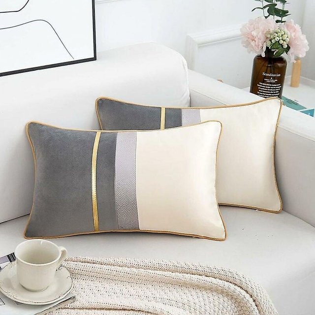 Fundas de cojín rectangulares modernas, fundas de almohada largas decorativas sólidas para sofá, banco, dormitorio, silla de coche, gris, 30x50cm