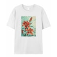 thumbnail image 5 of T Shirts for Women Short Sleeve Cotton Crewneck T-Shirt, Lily Flower Plant Tee Tops Casual Basic T-Shirts, XS-5XL White S, 5 of 7