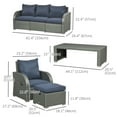 thumbnail image 3 of Outsunny Mobilier de Jardin avec Coussins, Bleu Foncé, 3 of 8