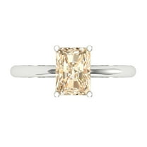 1.75 ct Radiant Cut Natural Morganite Solitaire 18K White Gold Womens Engagement Ring