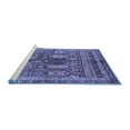 thumbnail image 2 of Ahgly Company Machine Washable Indoor Round Abstract Blue Modern Area Rugs, 8' Round, 2 of 4