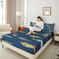 thumbnail image 4 of Manfei Cartoon Pike Fish Queen Sheet Sets for Child, Hunting and Fishing Flat Sheet, Fishhook Queen Fitted Sheet, Lightweight Room Decor, 4pcs, 4 of 7