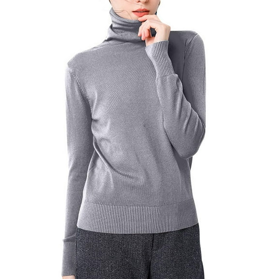 Samickarr Knit Sweaters for Women Long Sleeve Turtleneck Tunic Pullovers Fall Fashion Casual Warm Solid Color Tops