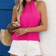 thumbnail image 6 of ZHYou No Boundrie Women's Halter Neck Sleeveless Tank Tops Keyhole Twist Knot Loose Fit Casual Summer Blouses for Daily Wear Hot Pink Size L, 6 of 8