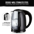 thumbnail image 3 of OVENTE Portable Electric Kettle Stainless Steel Instant Hot Water Boiler Heater 1.7 Liter 1100W Double Wall Insulated Fast Boiling with Automatic Shut-off for Coffee Tea & Cold Drinks, Black KD64B, 3 of 8