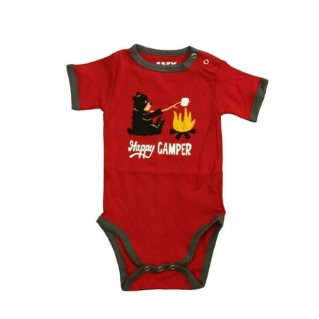 

Pre-owned Lazy One Boys Red | Grey | Bear | Camper Onesie size: 18 Months