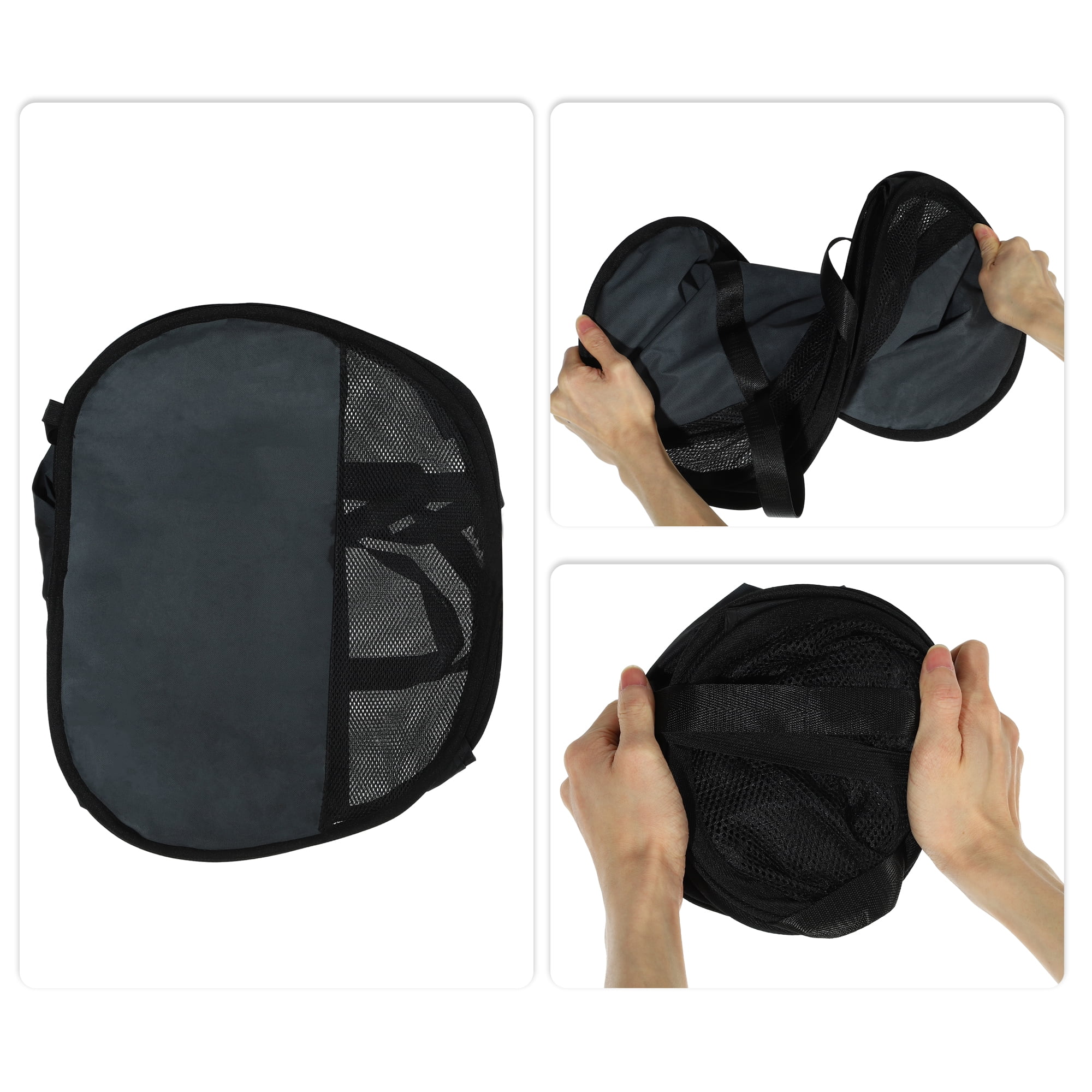 Unique Bargains Folding Breathable Hamper Basket for Bathroom 1 Pc Black