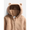 thumbnail image 3 of Wonder Nation Baby and Toddler Teddy Fleece Jacket with Hood, Sizes 12M-5T, 3 of 3