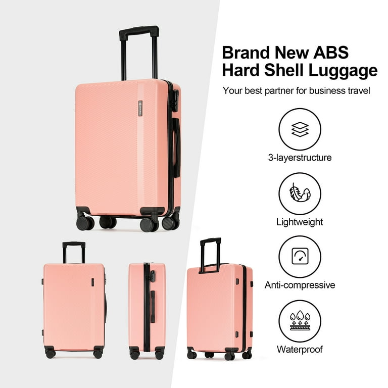 Ginza Travel 3 Piece Hardshell Luggage Sets, Lightweight, Durable