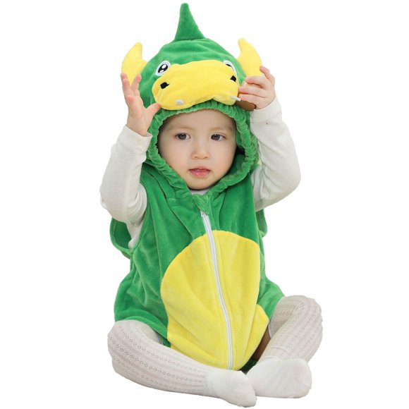 Zhuashum Onesies 0-6 Months Long Sleeve Unisex Baby Animal Winter Autumn Flannel Hooded Romper Jumpsuit Comfortable Playsuit Green