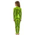 thumbnail image 4 of vastwit Kids Girls Metallic Bodysuit Full Length Jumpsuit Long Sleeve Shiny Unitard Gymnastics Leotard Dancewear Green S/120, 4 of 7