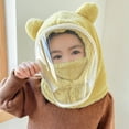 thumbnail image 3 of Unisex Toddler Kids Hat Scarf,Children's Winter Hat With Goggles Face Scarf & Cute Bear Headwear, Winter Thickened Pullover Cap Detachable Design For Cold Weather,Size:2-7 Years, 3 of 4