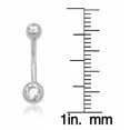 thumbnail image 2 of Solid 14k Yellow or White Gold 14G Double Bezel Cubic Zirconia Curved Belly Button Ring Body Piercing Ring for Women, 2 of 2
