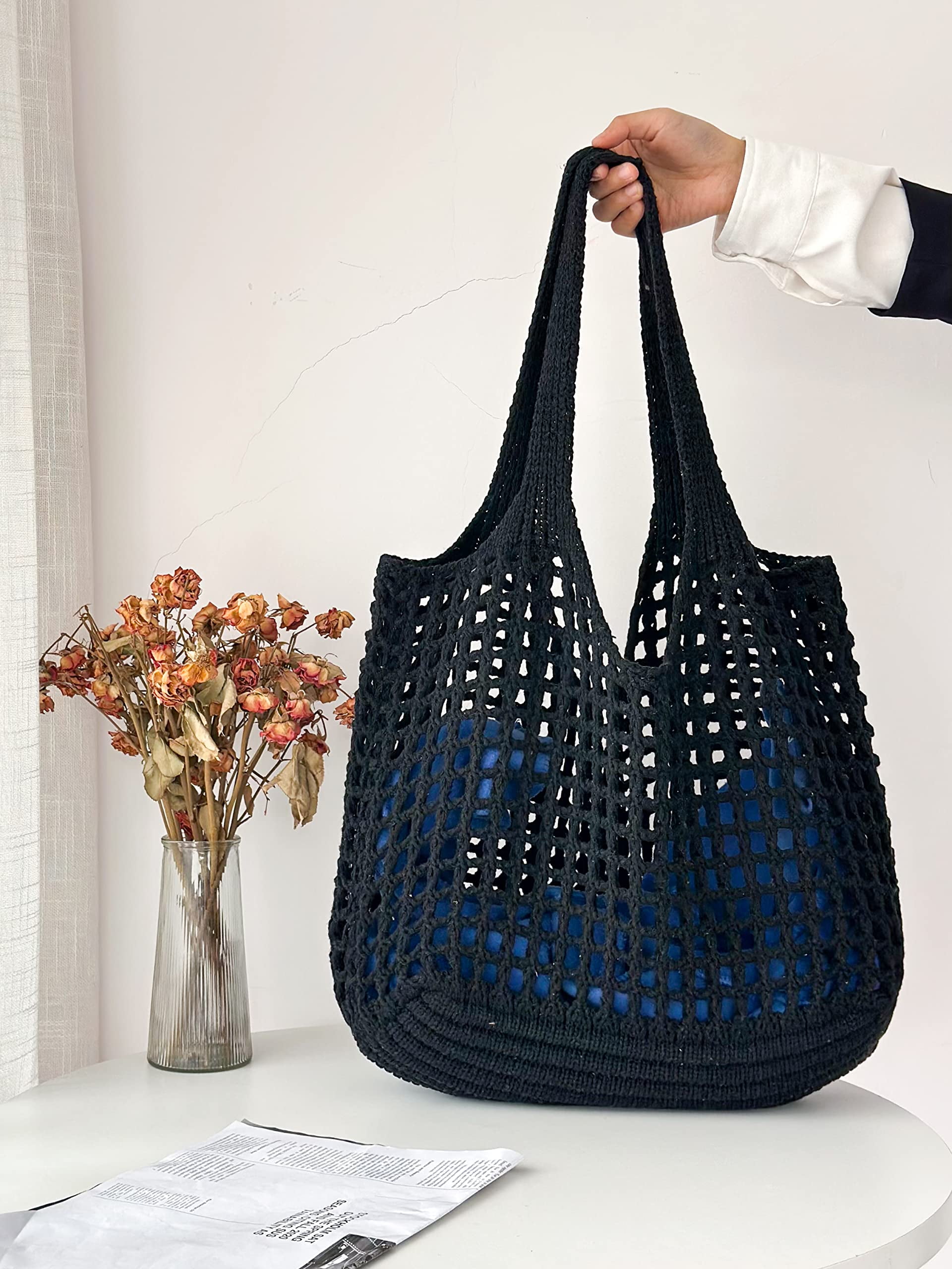 Beach Bag for women, Crochet tote bags, Shoulder Handbags knit bag,cute tote bag for travel,Crocheted tote bag