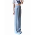 thumbnail image 2 of Women Sweatpants Wide Leg Drawstring Workout Casual Baggy Pants High Waist Blue L, 2 of 7