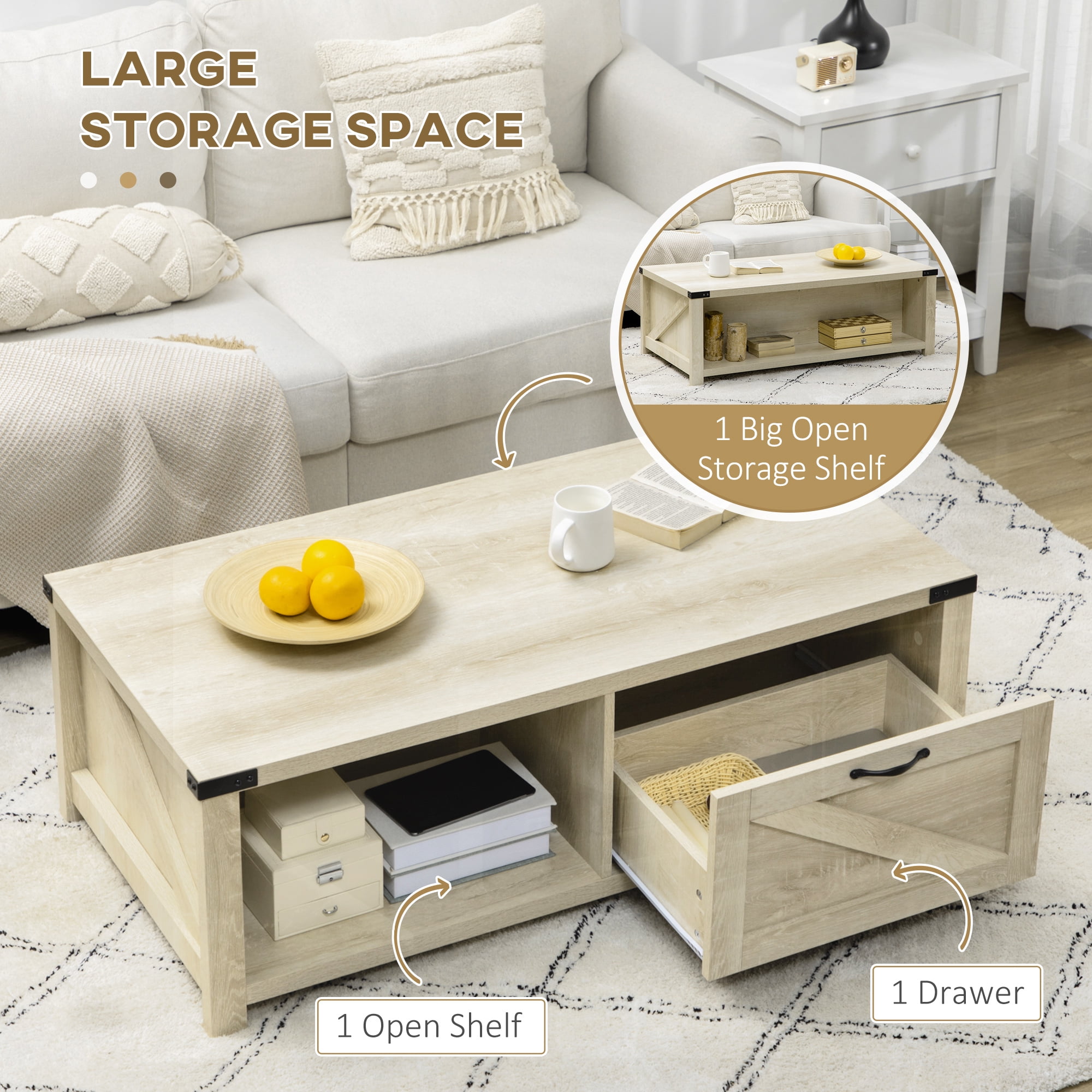 家具 FERUM INDUSTRIAL COFFEE TABLE Amazon.com: SUPER DEAL 2-Tier Industrial Coffee Table with Storage