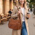 thumbnail image 3 of Sunyuer Vintage Tote Bags for Women, Large Capacity Vintage Multi-Pocket PU Leather Handbag Crossbody Shoulder Bag, 3 of 8