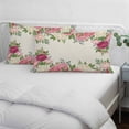 thumbnail image 3 of Pink Flowers Pillow Covers, Linen Long Throw Pillow Case, Spring Floral Farmhouse Botanical Rustic Holiday Pillow Protector Decorative Cushion Cover for Living Room/Bedroom 24" x 36", 3 of 8