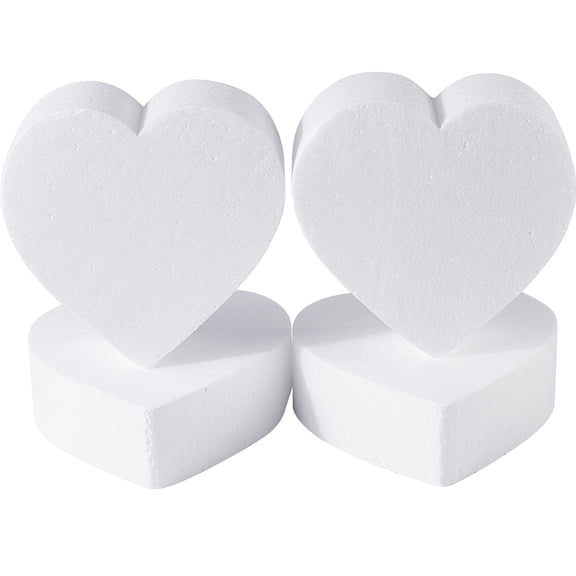 4pcs Foam Heart Shaped Cake Model White 150x150x50mm