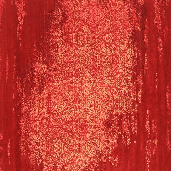 Ahgly Company Indoor Square Abstract Orange Contemporary Area Rugs, 7' Square