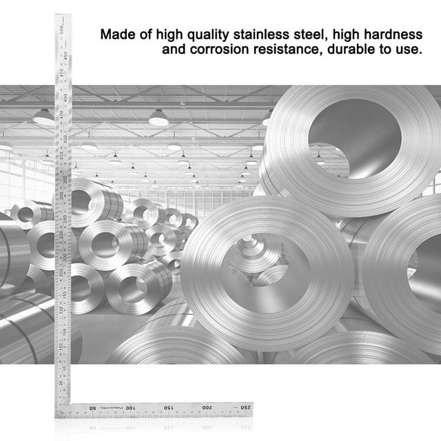 Silver Angle Ruler, Right Angle Ruler 90 Degree 300mm×150mm/500mm×250mm Metal Square Ruler, 1PCS Stainless Steel Measurement Square Tool Measuring For Marking