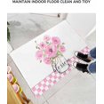 thumbnail image 6 of Shag Bath Rugs Pink Poppy Flowers in Vase Country Floral Plush Soft Fluffy Doormat Floor Carpet,Non-Slip Living Room Bedroom Kitchen Entryway Door Mats Pastoral White Plaid, 6 of 6