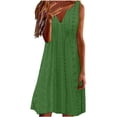 thumbnail image 1 of Ruimatai Robe d'Été Sans Manches pour Femmes Mini Robe Décontractée Couleur Unie Col en V Robe Courte Fluide Robe de Plage pour Fête, 1 of 6