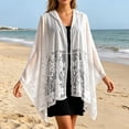 thumbnail image 2 of AHMOMEI Women’s Lace Floral Open Front Kimono Cardigan, Lightweight Sheer Embroidered Cover Up, Casual Summer Beach Shawl (White), 2 of 7