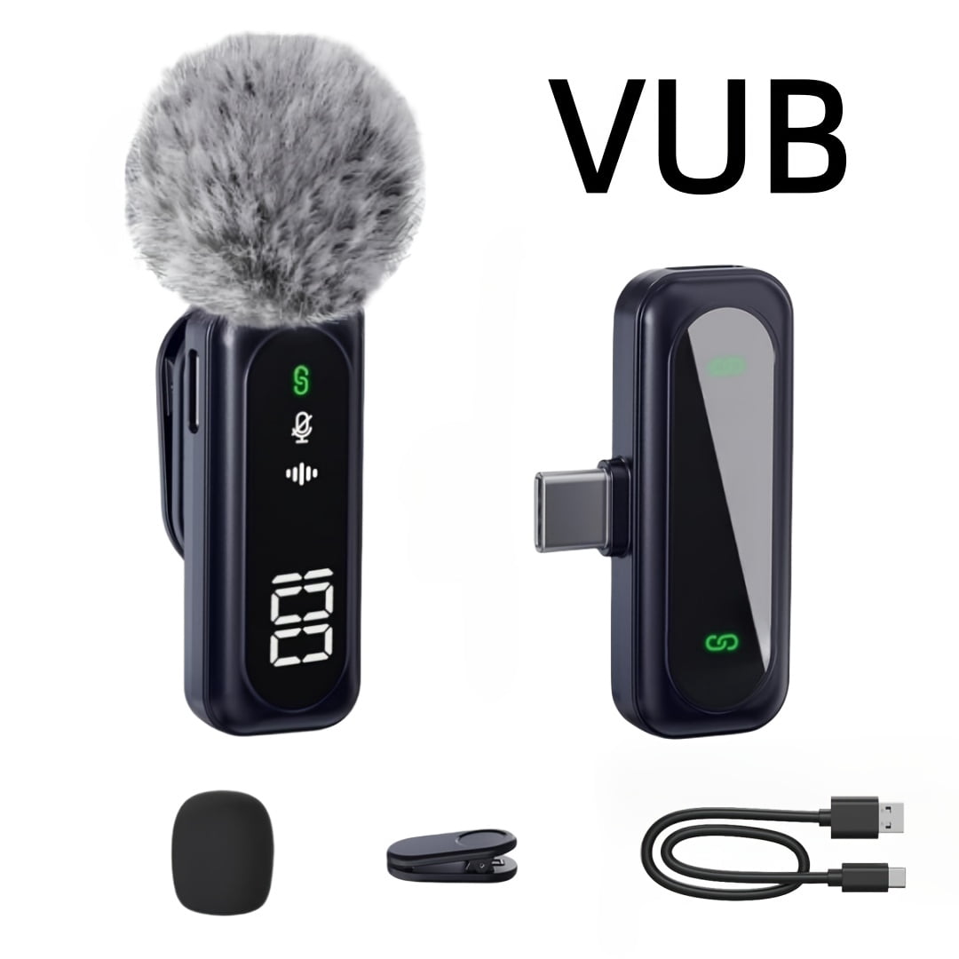 Wireless Lavalier Mic with DSP Noise Reduction, USB-C, Digital Battery Display, 100ft Range, 360° Omnidirectional, Magnetic Clip for Streaming Podcast Vlog