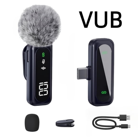 Wireless Lavalier Microphone with Digital Battery, Omnidirectional, USB-C, 100ft Range, 2.4G DSP Noise Reduction for Streaming & Interviews