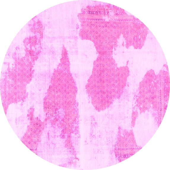 Ahgly Company Indoor Round Abstract Pink Modern Area Rugs, 8' Round