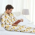 thumbnail image 6 of Cauagu Bees and Flowers Print Men's Long-Sleeve Pajama Set,Soft Button-Front 2Pjs for Men Long Sleeve Men’s Sleepwear-Large, 6 of 7