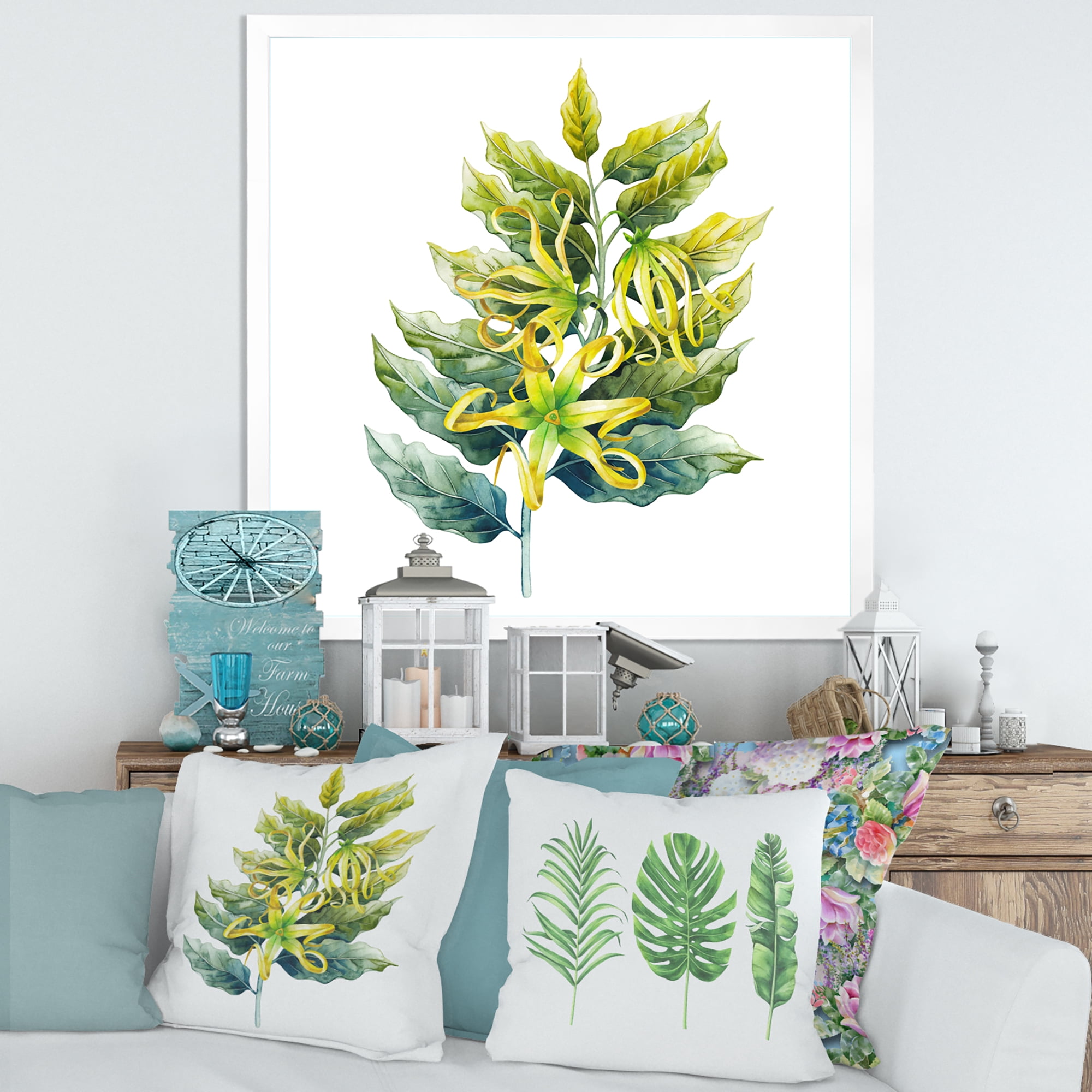 Designart 'Ylang Ylang Flower On White' Traditional Framed Art Print