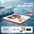 thumbnail image 4 of KFFKFF Inflatable Dock and Trampoline Combo, 10x10FT Floating Platform with 4x7FT Mesh Pool, Slip-Resistant Water Mat, Includes Carry Bag & Removable Ladder for Beach and Poolside Fun, 4 of 9