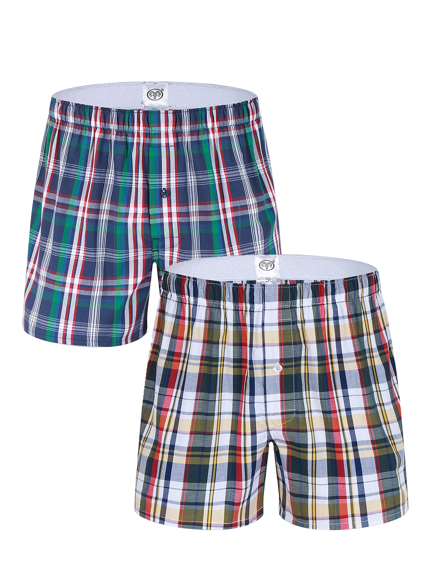 Niuer Mens Pack Pajama Shorts Tartan Sleep Short Sleep Bottoms Plaid