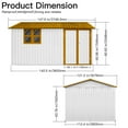 thumbnail image 3 of 10x12 FT Outdoor Storage Shed, Metal Garden Tool Shed with Vents, Window and Bulit-in Hooks, Waterproof  Organization for Home/Backyard/Garden Tools/Lawn Storage, Yellow+White, 3 of 7