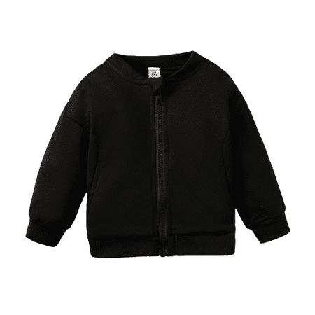 

Mikrdoo Baby Boys Clothes Zipper Long Sleeve Coat Black 3-6Months