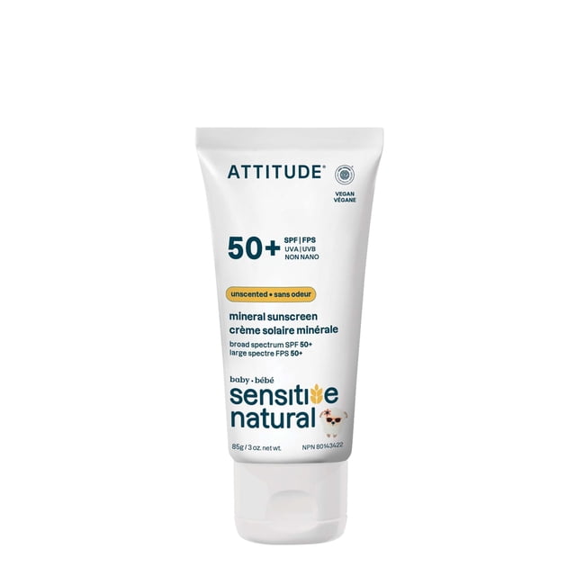 Protector Solar Mineral para Bebés ATTITUDE FPS 50 Sin Fragancia 85 g
