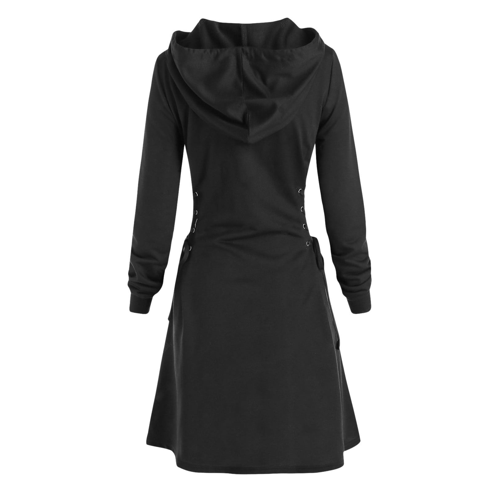 WXLWZYWL Casual Fall/Winter Short Dresses for Women 2024 Womens Hoodies skirt Long Sleeve Drawstring Tunic Tops Teens Preppy Trendy Casual Athletic Solid Color Tops