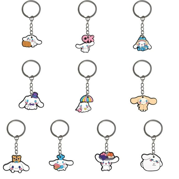 10pcs Cinnamoroll Cartoon Keychain for Kids Party Favors, Mini Cute Keyring for Classroom Prizes, Birthday Christmas Party Favors Gift, Goodie Bag Stuffers Supplies