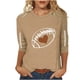 thumbnail image 2 of Heisall Womens Tops 3/4 Sleeve Round Neck Loose Casual Fashion T-Shirts Rugby Print, 2 of 4