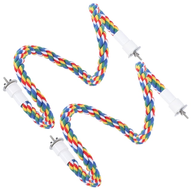 Perchas de cuerda para pájaros Con Soporte en Espiral, Juguete de Cuerda de Algodón para Pájaros, Columpios para Loros Hechos un Mano de Colores Brillantes, Calma a Los Pájaros
