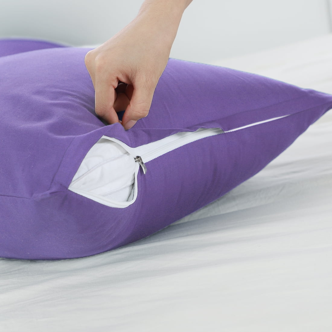 Unique Bargains Pillowcases 2-Piece Egyptian Cotton Pillow Cover Purple Standard